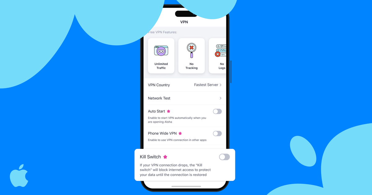 What is the VPN Kill Switch in Aloha Browser on iOS